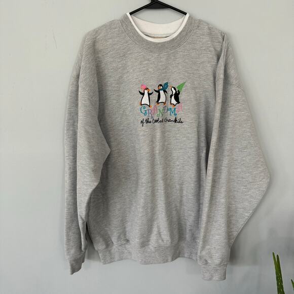 Vintage M&C Sportswear Grandma Pullover Sweatshirt Winter Plus Size 2X Penguins - Picture 1 of 8